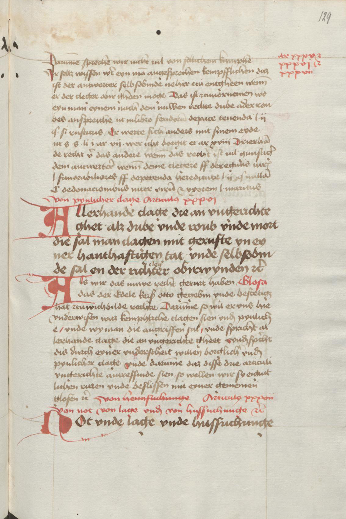 Historisches Manuskript der Weichbildvulgata mit brauner und roter Tinte