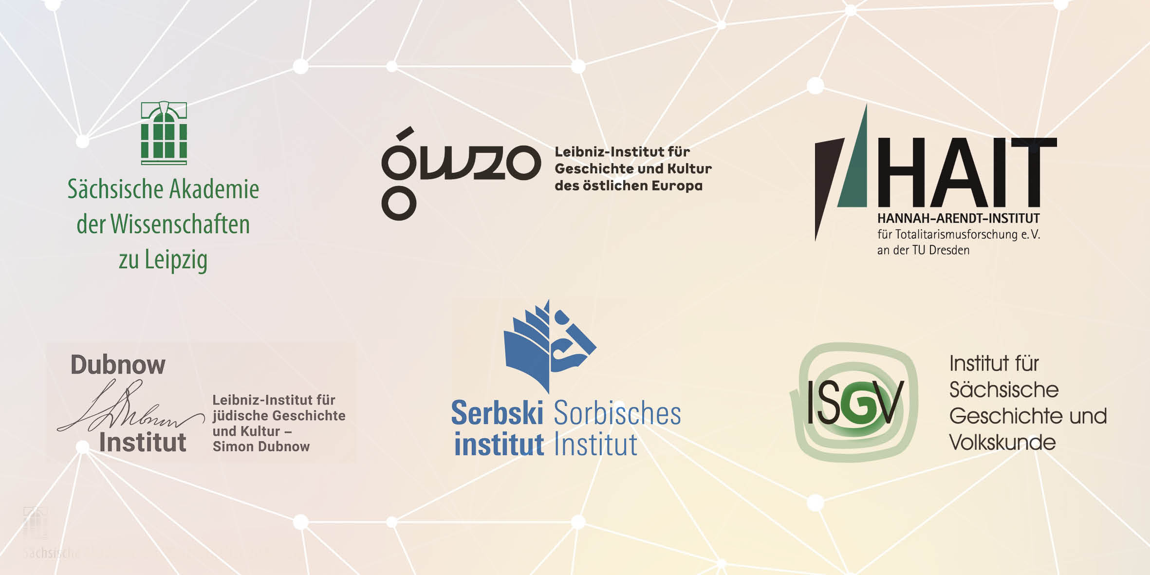 Logos der beteiligten Einrichtungen vor hellem Hintergrund mit stilisierten Netzwerkelementen.